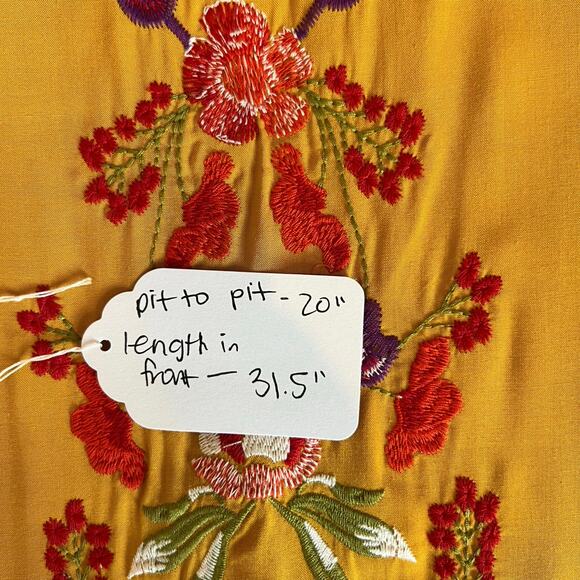 Jodifl Floral Embroidered High Low Flowy Dress Size Large Golden Yellow - Picture 9 of 9